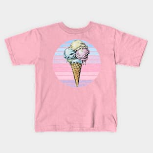 Triple Scoop Ice Cream Ice Cream Cone Ice Cream Lover Holiday Shirt Retro Style Gift Japanese Style Art Kids T-Shirt